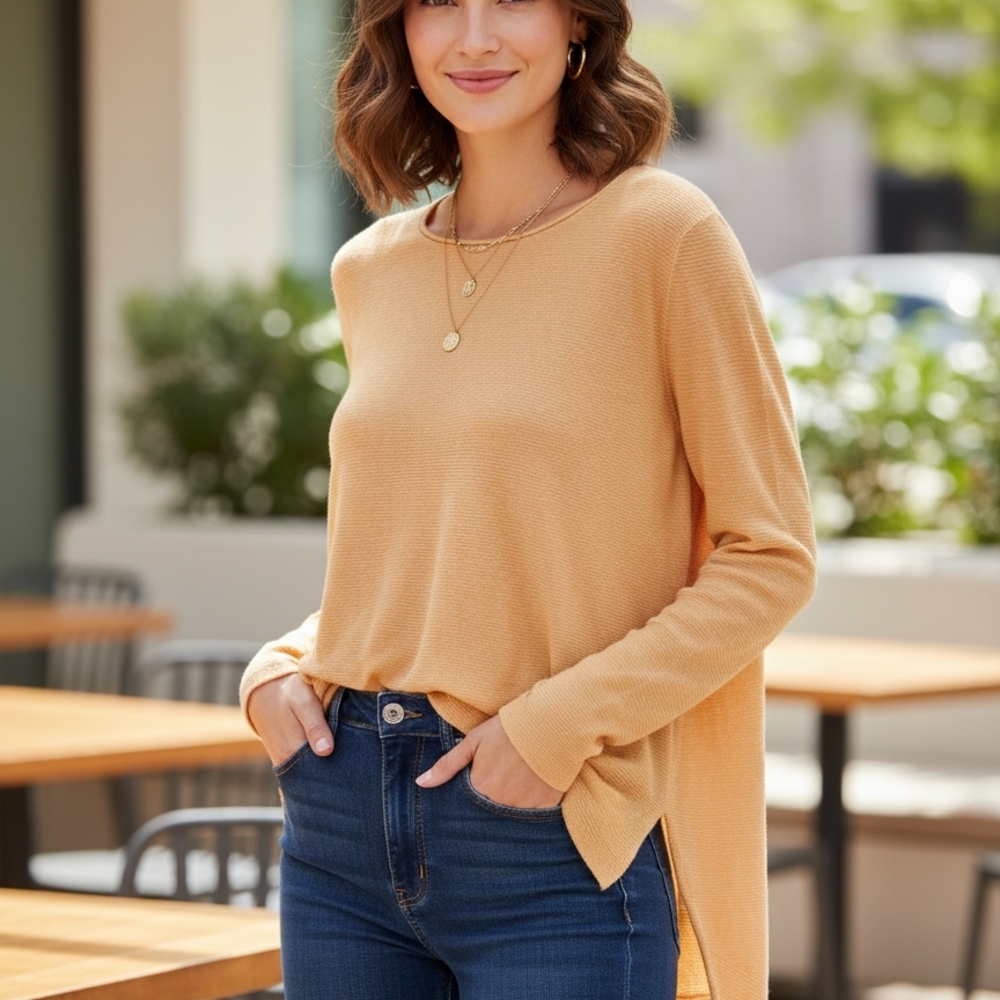 Eileen Fisher Women's Sweater in Soft Gold 100 Percent Lin